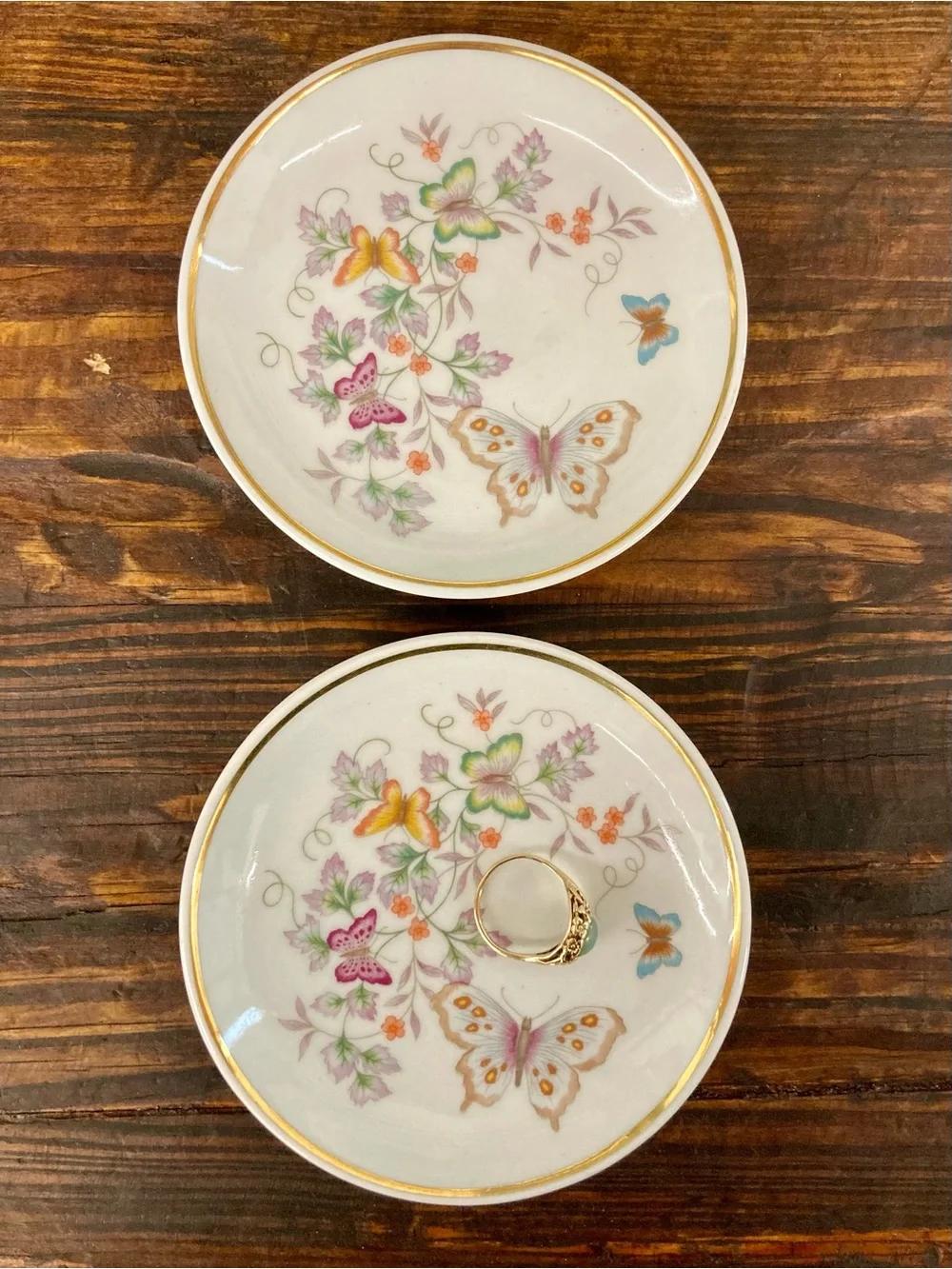 2 Vintage Avon Porcelain Mini Plates 22k Gold Trim 1979 Floral Butterflies 4.25" - Picture 13 of 13